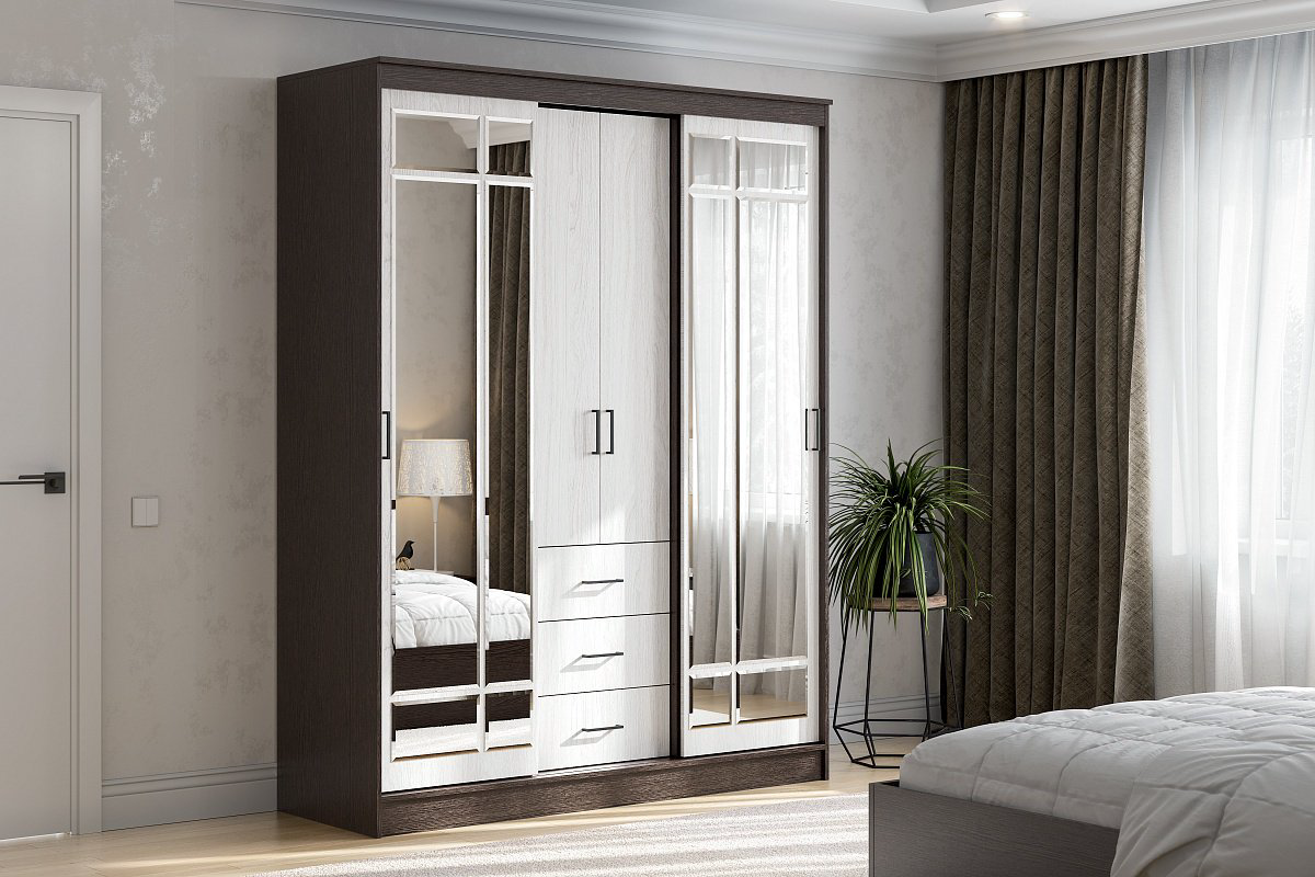 Шкаф-купе SV ШКП 1, 170.1x220х59.4 см, бежевый, темно-коричневый купить,NaN