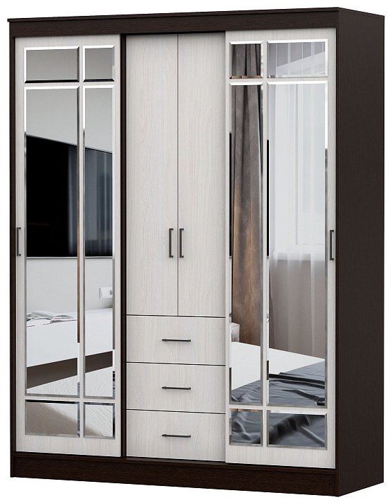 Шкаф-купе SV ШКП 1, 170.1x220х59.4 см, бежевый, темно-коричневый купить,NaN