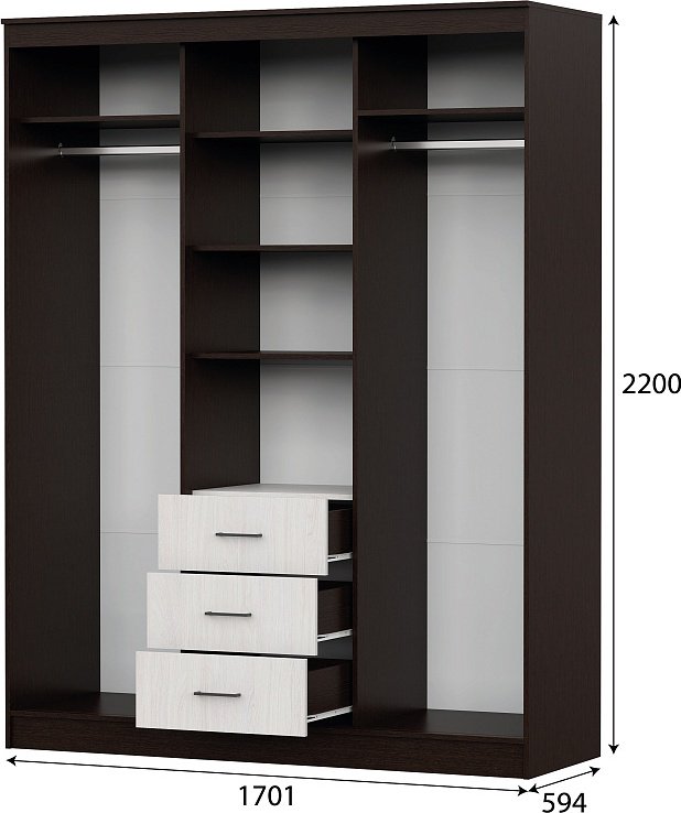 Шкаф-купе SV ШКП 1, 170.1x220х59.4 см, бежевый, темно-коричневый купить,NaN