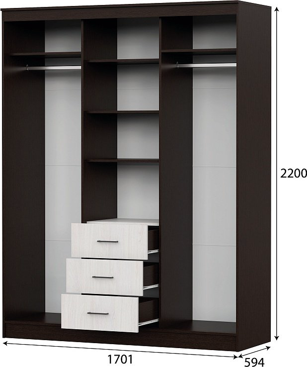 Шкаф-купе SV ШКП 1, 170.1x220х59.4 см, бежевый, темно-коричневый купить,NaN
