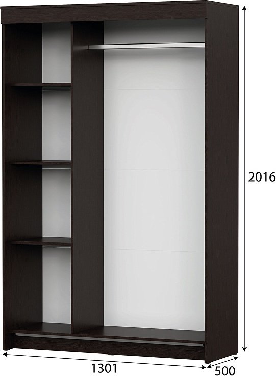 Шкаф-купе SV ШКП 2, 130x201х50 см, темно-коричневый купить,NaN