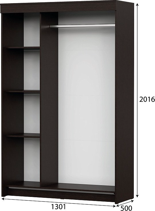 Шкаф-купе SV ШКП 2, 130x201х50 см, темно-коричневый купить,NaN