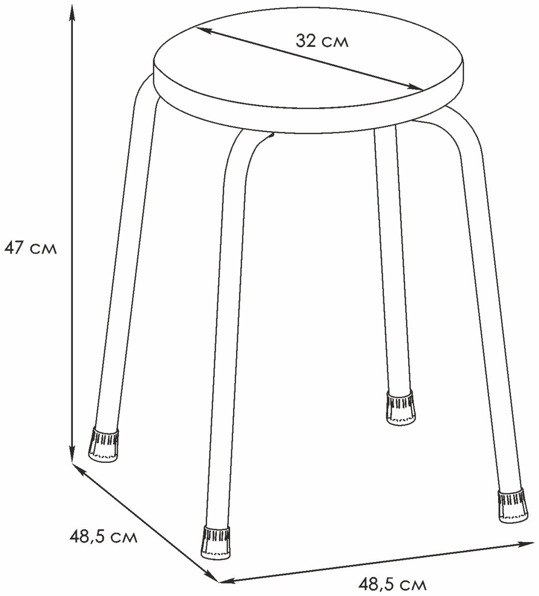 Табурет ЗМИ 1233, 47x48x30 см, серый
