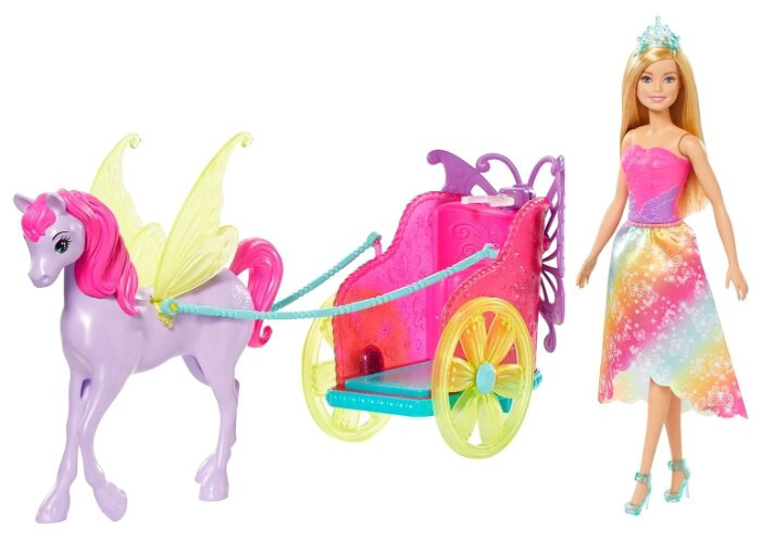 Кукла Mattel Barbie Dreamtopia Сказочный экипаж с фантастической лошадью GJK530 купить,NaN