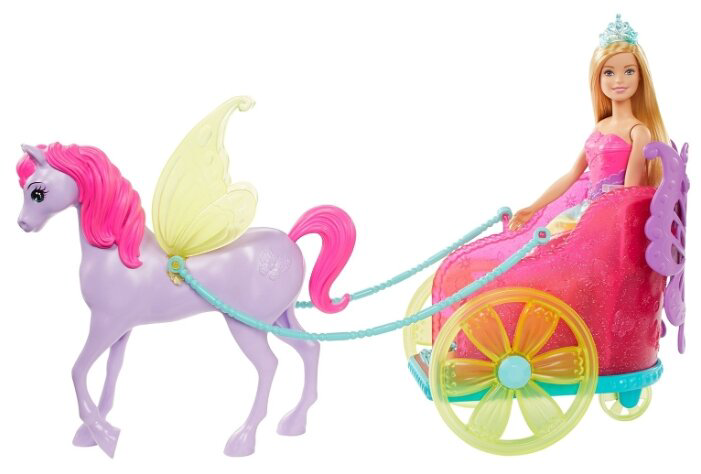 Кукла Mattel Barbie Dreamtopia Сказочный экипаж с фантастической лошадью GJK530 купить,NaN