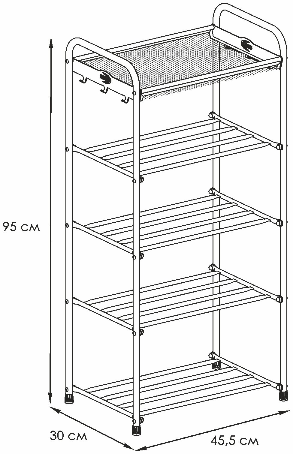 Обувница ЗМИ 45.50x30x95 см, металл купить,NaN