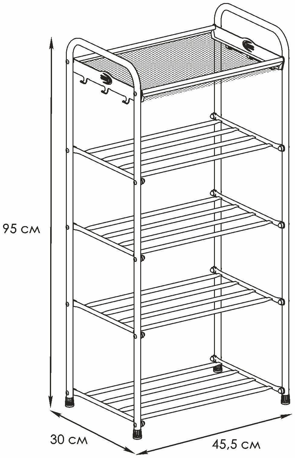 Обувница ЗМИ 45.50x30x95 см, металл купить,NaN
