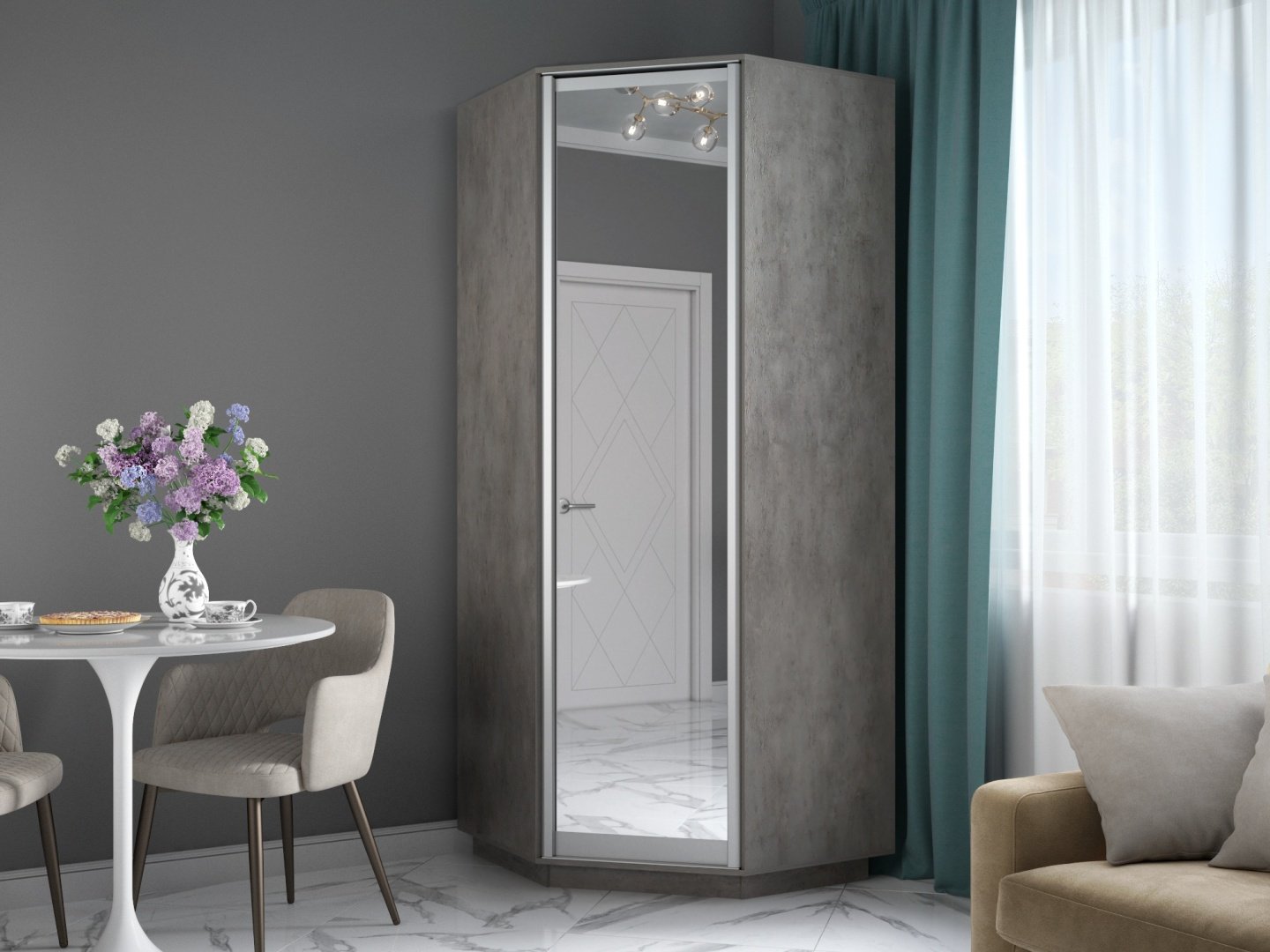 Распашной шкаф Е1 Экспресс, 90x220х90 см, серый купить,NaN