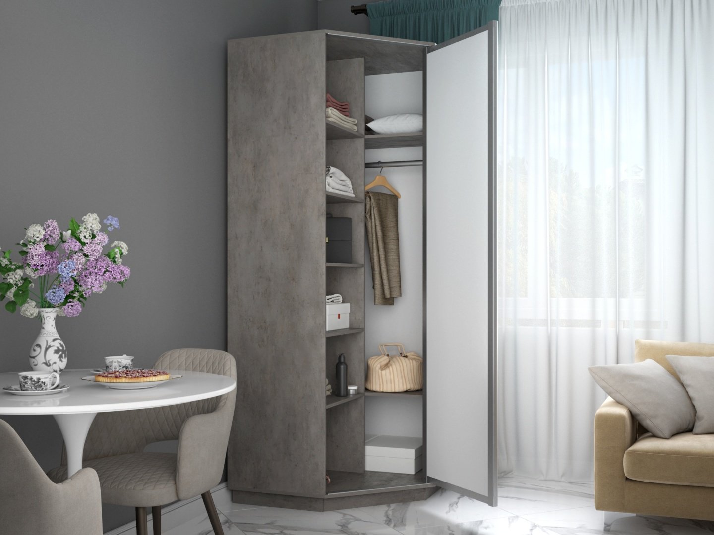 Распашной шкаф Е1 Экспресс, 90x220х90 см, серый купить,NaN
