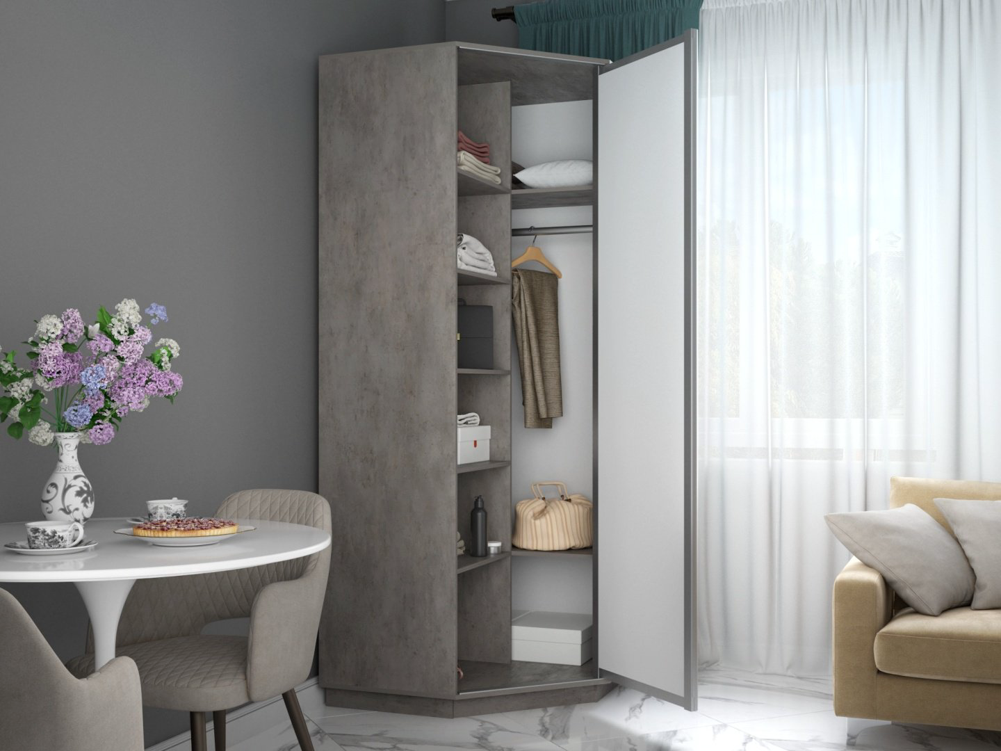 Распашной шкаф Е1 Экспресс, 90x220х90 см, серый купить,NaN