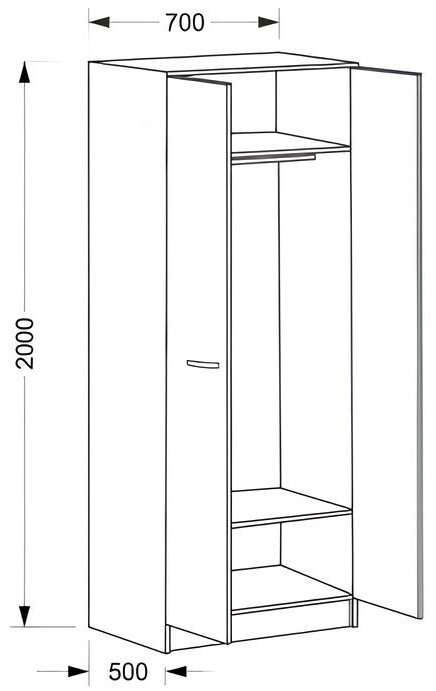 Распашной шкаф Кул-125, 70x200х50 см, коричневый купить,NaN
