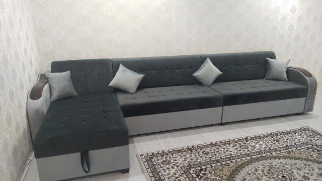 Угловой диван Ульяновская фабрика Мебелина 070809, 400х90 см, обивка ткань, темно-серый купить,340000