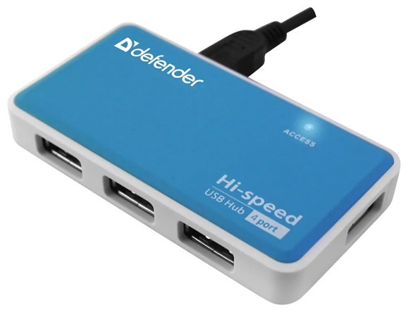 Картридер Defender Quadro Power USB2.0, 4 порта HUB USB 2.0 для USB 2.0