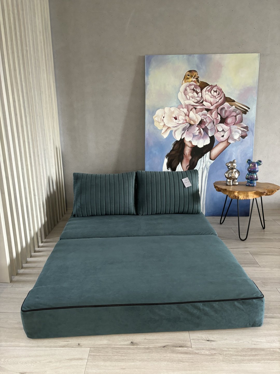 Бескаркасный диван PRESTIGE MEBEL Foam, 140х60 см, обивка велюр, бирюзовый купить,NaN