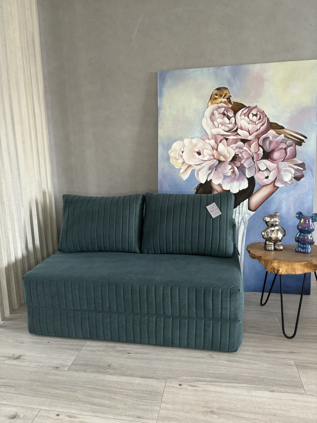 Бескаркасный диван PRESTIGE MEBEL Foam, 140х60 см, обивка велюр, бирюзовый купить,NaN