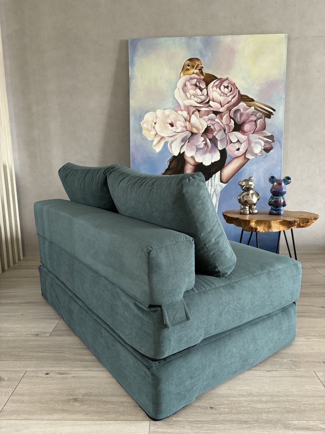 Бескаркасный диван PRESTIGE MEBEL Foam, 140х60 см, обивка велюр, бирюзовый купить,NaN