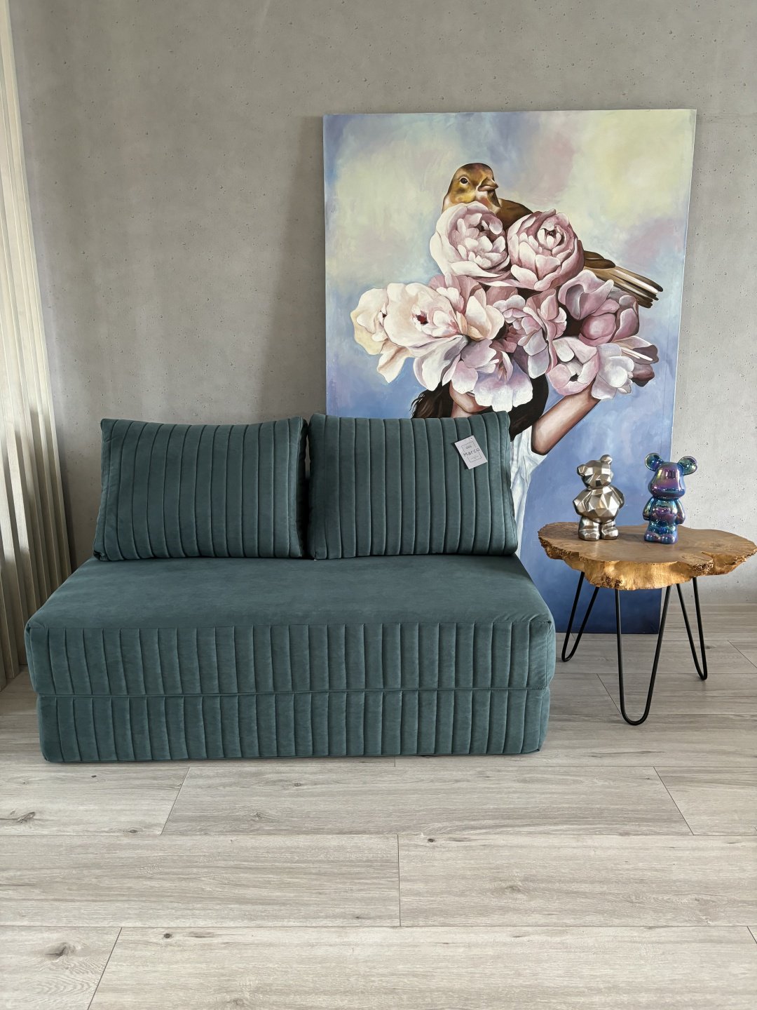 Бескаркасный диван PRESTIGE MEBEL Foam, 140х60 см, обивка велюр, бирюзовый купить,NaN