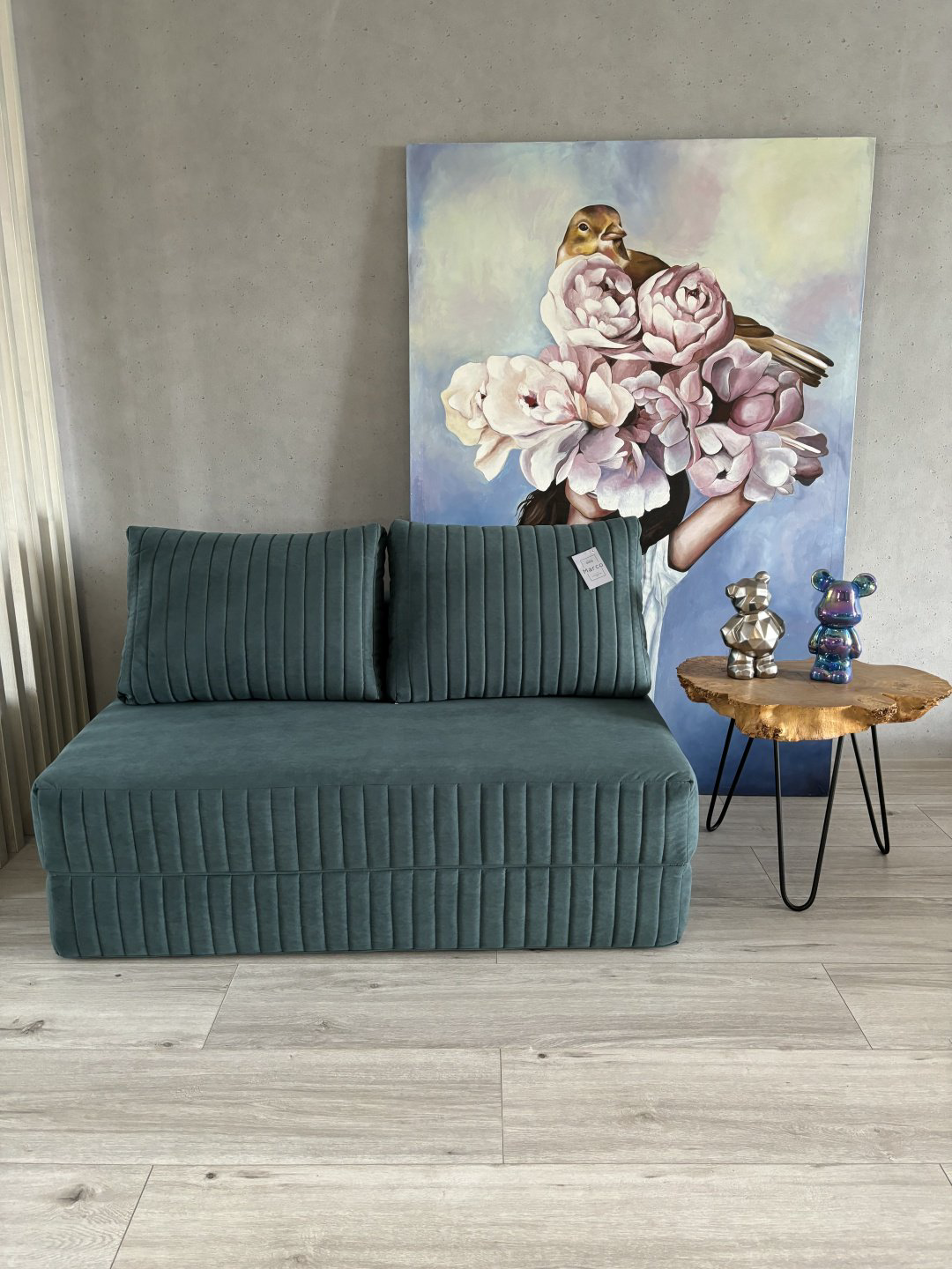 Бескаркасный диван PRESTIGE MEBEL Foam, 140х60 см, обивка велюр, бирюзовый купить,NaN