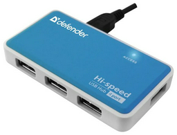 Картридер Defender Quadro Power USB2.0, 4 порта HUB USB 2.0 для USB 2.0