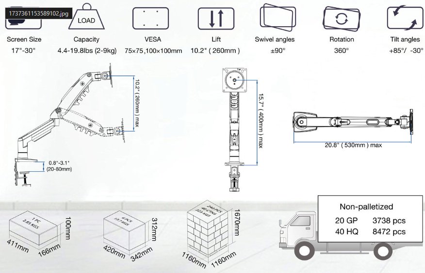 Крепление для монитора NB Monitor Arm-Office F80-XE белый купить,NaN