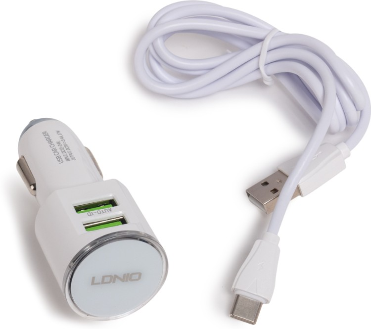 Автомобильное зарядное устройство LDNIO DL-C29 2*USB Type-C White