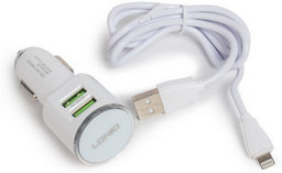 Автомобильное зарядное устройство LDNIO DL-C29 2*USB Lightning White