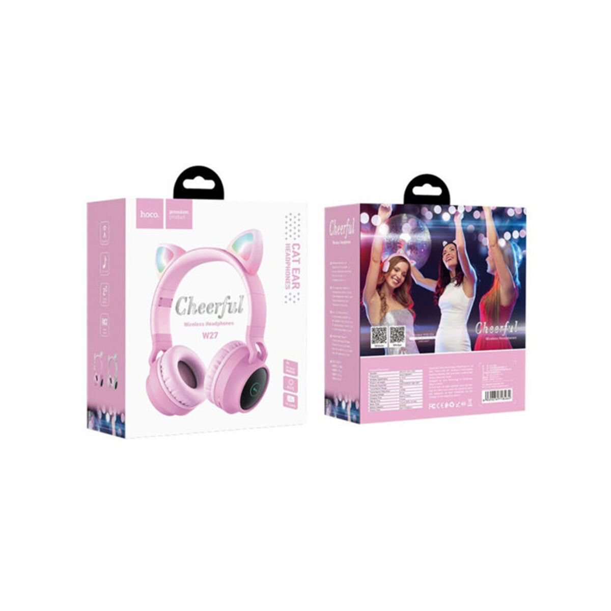 Наушники Hoco W27 Cat BT розовые купить,NaN