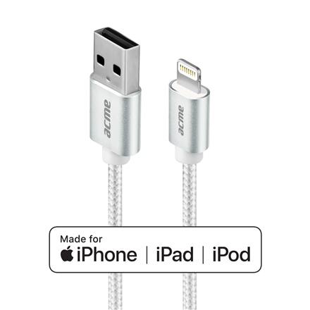 Кабель Lightning Acme CB2021S MFI 1m cерый купить,0