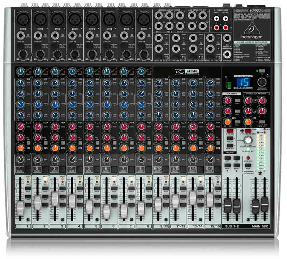 Микшерный пульт Behringer Xenyx X2222 USB черно-серый