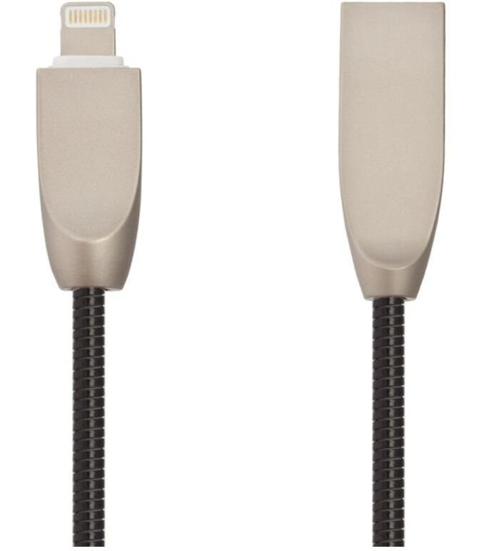 Кабель LP Apple Lightning (Iphone) 8-pin Панцирь в металлической оплетке черный/коробка купить,NaN