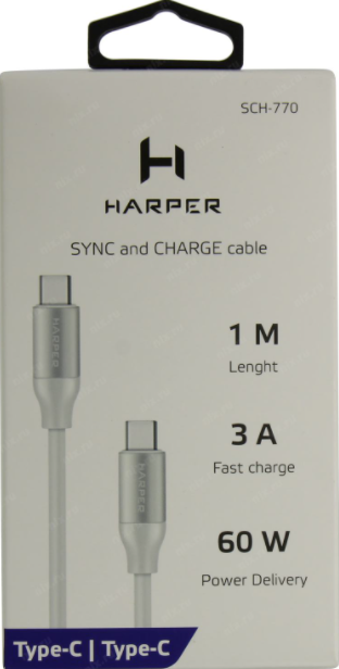 Кабель Harper SCH-770 Type-C/Type-C White купить,NaN