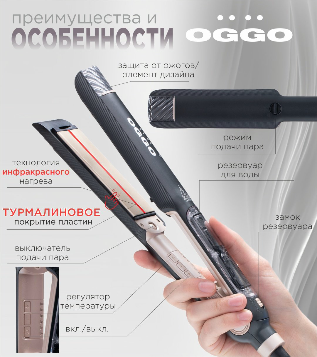 OGGO OG310 паровой выпрямитель +плойка 70Вт купить,25990