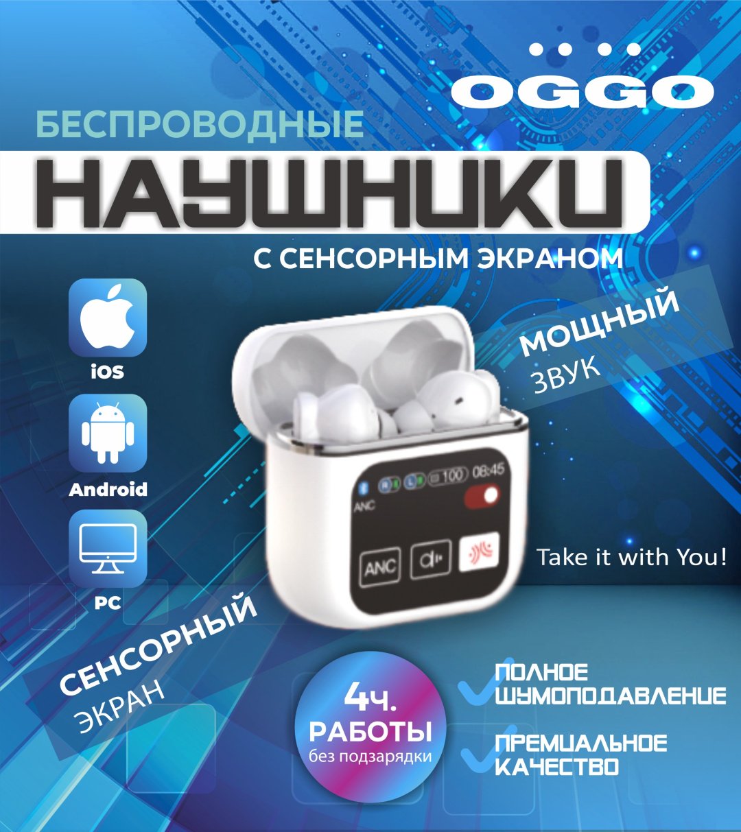 Наушники OGGO Air Pro Pure Bass белый купить,7990