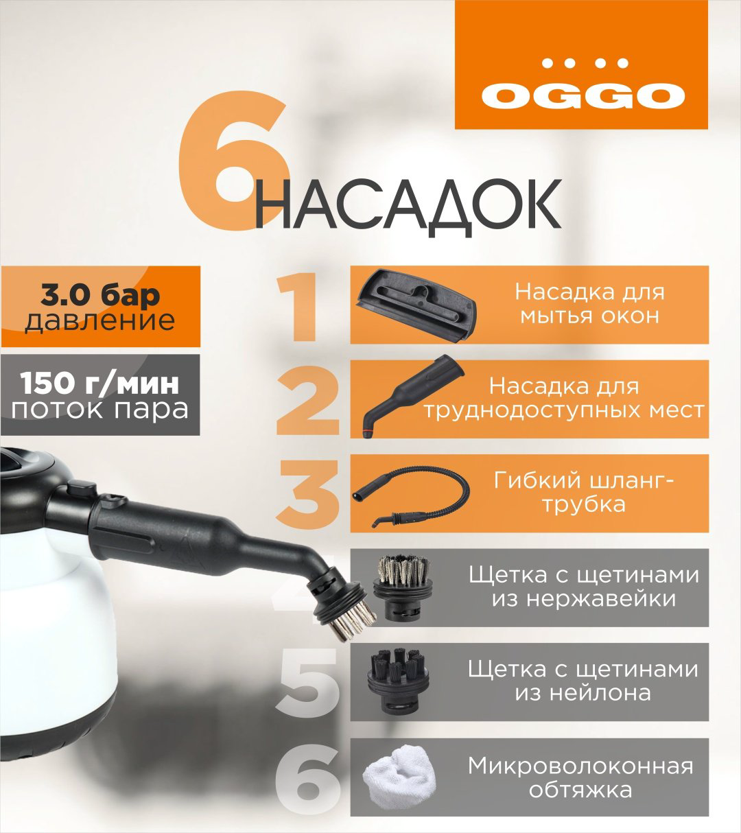 Пароочиститель OGGO SC806 белый купить,NaN