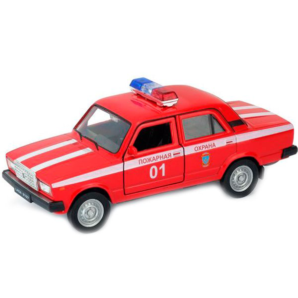 Машинка Welly Lada 2107 Пожарная охрана 1:34-39 красная  купить,NaN