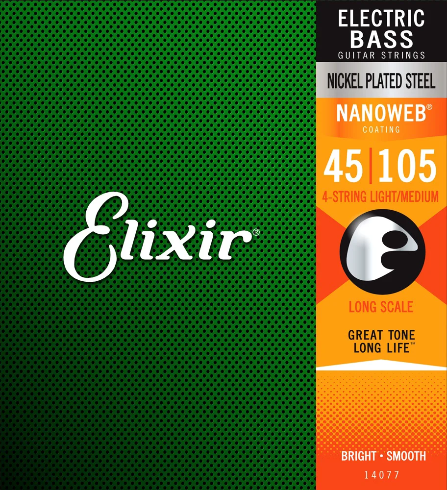 Комплект струн для бас-гитары Elixir Nanoweb 45-105 14077 4 шт
