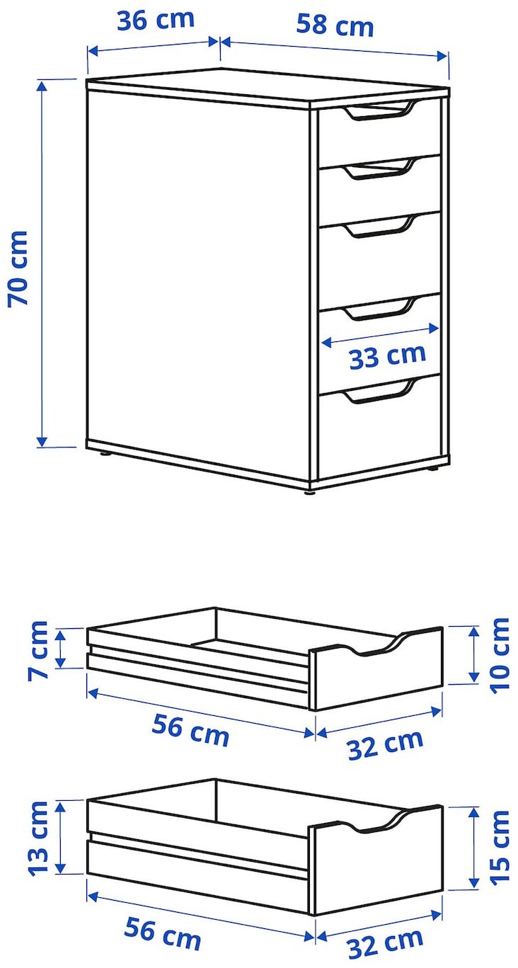 Комод 47301026, 53x38x71 см, серый, бирюзовый купить,NaN