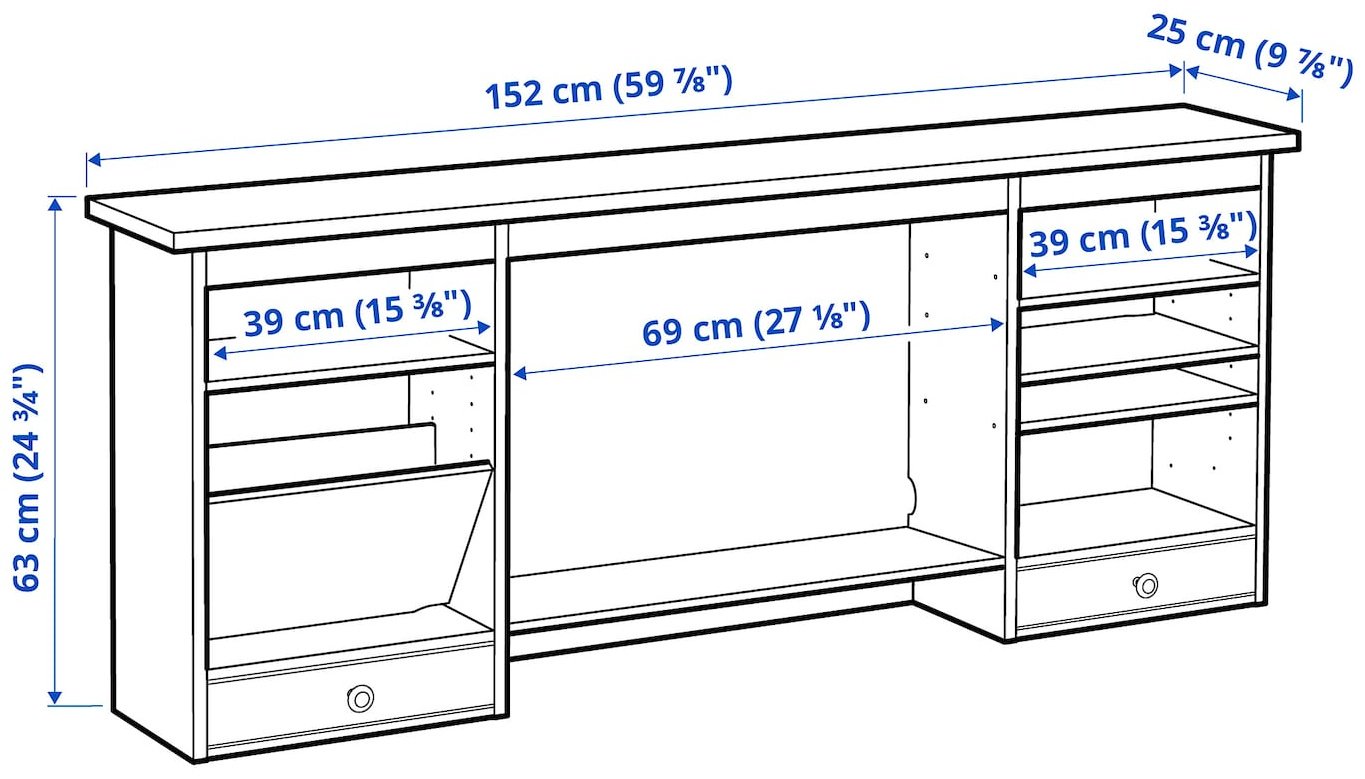 Стол компьютерный HEMNES ХЕМНЭС, 152х25x63 см, белый