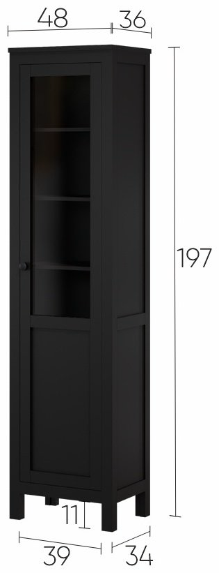 Шкаф-витрина напольный Хемнэс Hemnes/ Кымор 198х49х37 см купить,NaN
