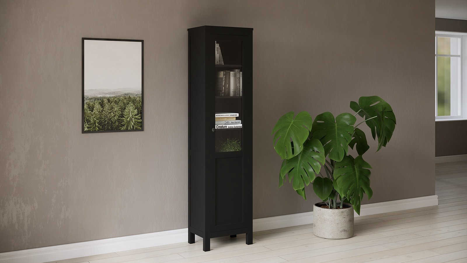 Шкаф-витрина напольный Хемнэс Hemnes/ Кымор 198х49х37 см купить,NaN