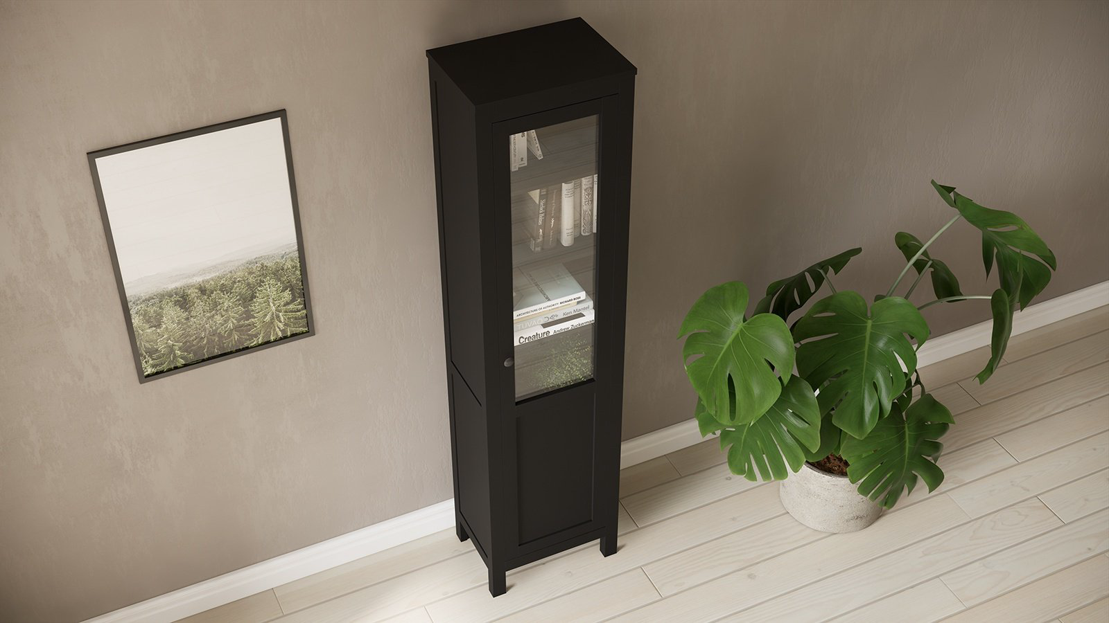 Шкаф-витрина напольный Хемнэс Hemnes/ Кымор 198х49х37 см купить,NaN