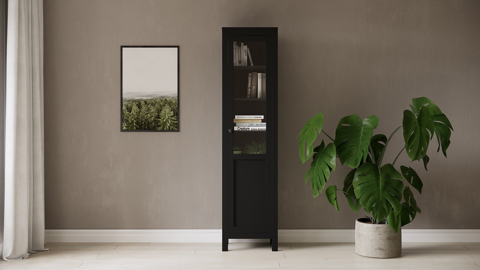 Шкаф-витрина напольный Хемнэс Hemnes/ Кымор 198х49х37 см купить,NaN