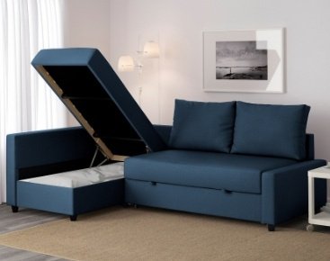 Угловой диван IKEA Фрихетэн УУ, 230х151 см, обивка комбинированная, синий купить,NaN