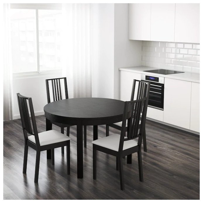 Раздвижной стол IKEA Бьюрста, 115х115x74 см, ДСП, черный купить,NaN