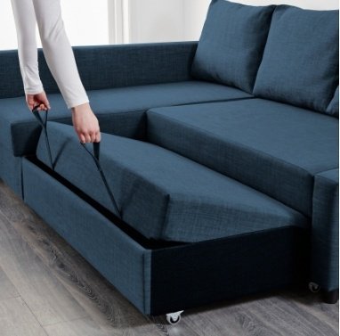 Угловой диван IKEA Фрихетэн УУ, 230х151 см, обивка комбинированная, синий купить,NaN
