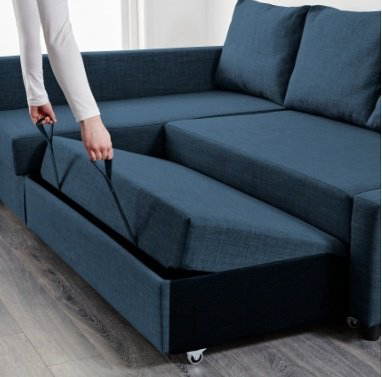 Угловой диван IKEA Фрихетэн УУ, 230х151 см, обивка комбинированная, синий купить,NaN
