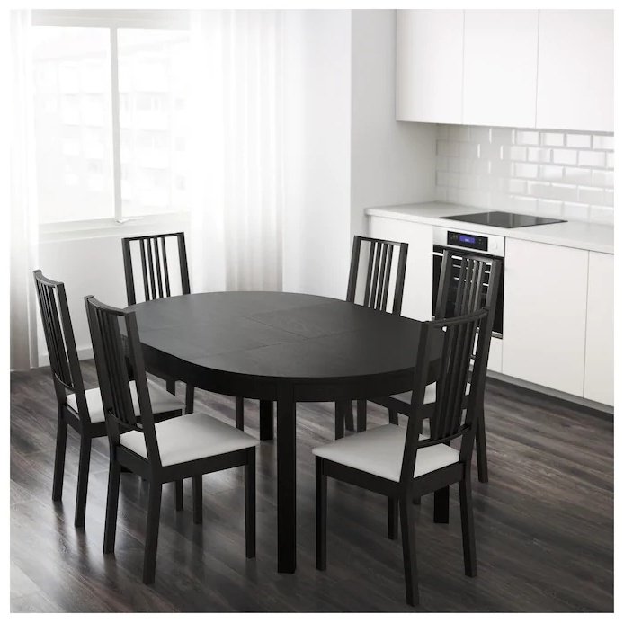 Раздвижной стол IKEA Бьюрста, 115х115x74 см, ДСП, черный купить,NaN