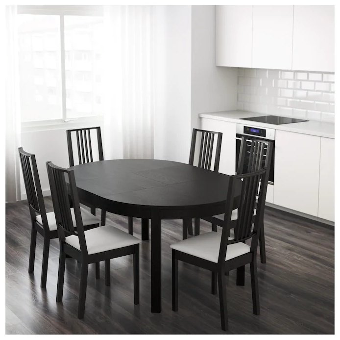 Раздвижной стол IKEA Бьюрста, 115х115x74 см, ДСП, черный купить,NaN