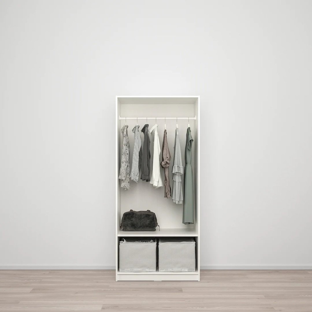 Распашной шкаф IKEA Клеппстад 50437235, 79.4x175.7х55 см, белый купить,NaN