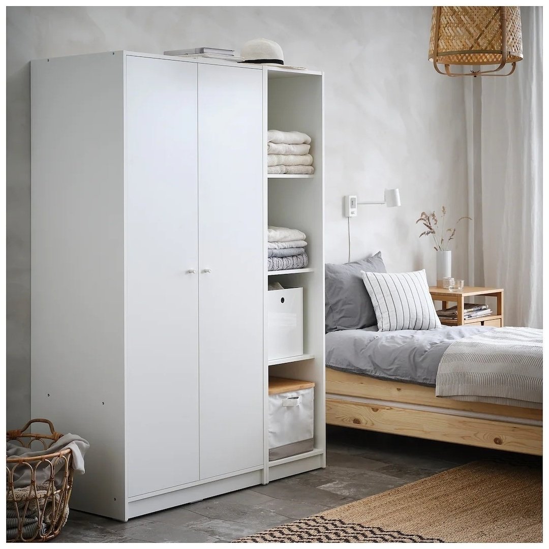 Распашной шкаф IKEA Клеппстад 50437235, 79.4x175.7х55 см, белый купить,NaN